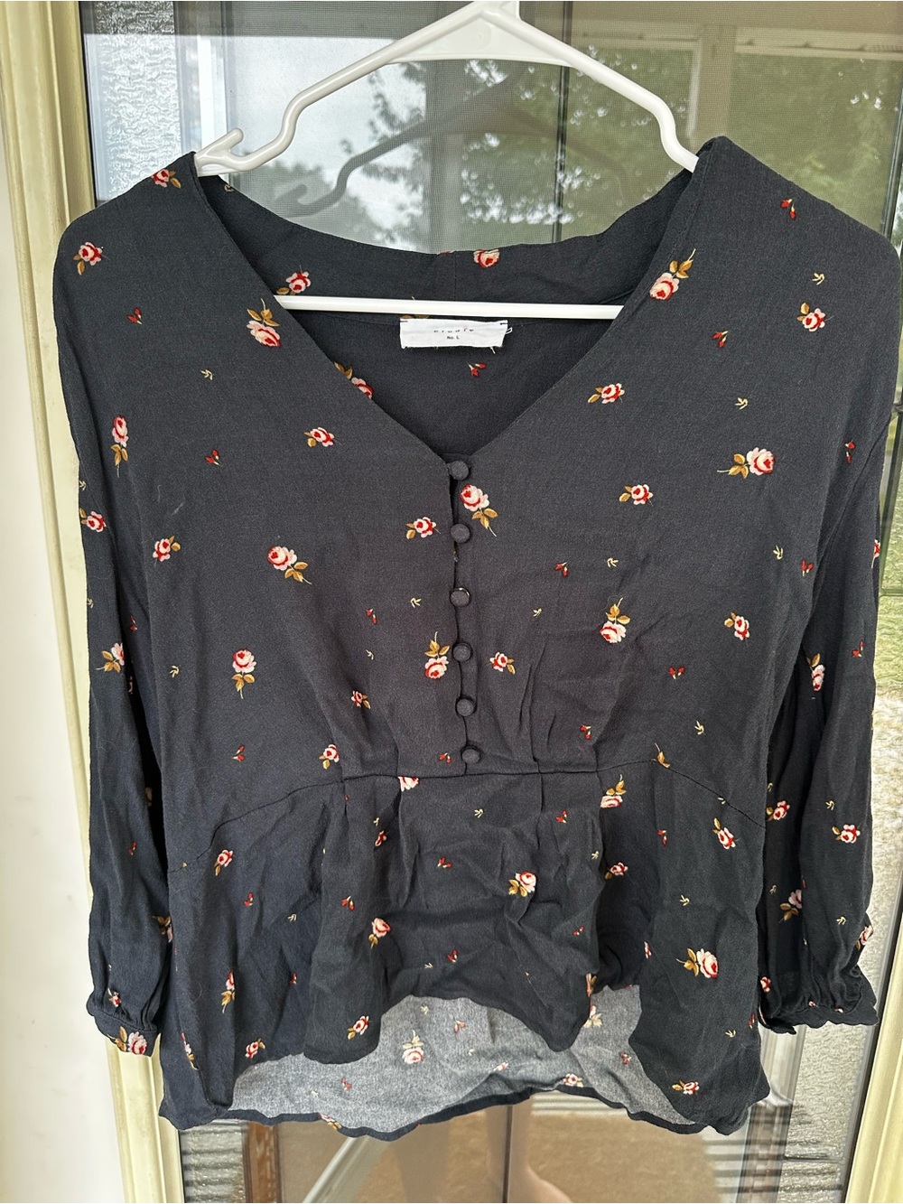 Elodie Black Floral Button-Front Blouse